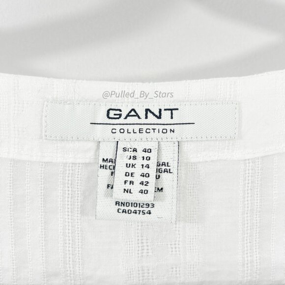 THE GANT COLLECTION White Cotton 3/4-Sleeve V-Neck Pullover Tunic US Size 10 - Picture 6 of 8